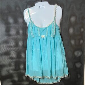 Vintage Blue Lace Trim Baby Doll Nightie